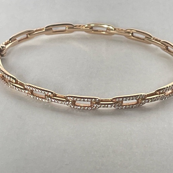 David Yurman 18k 4mm Rose Gold & Diamond Stax Collection bracelet - Picture 9 of 10